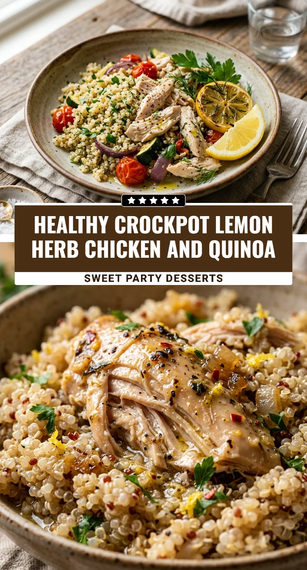 Healthy Crockpot Lemon Herb Chicken And Quinoa