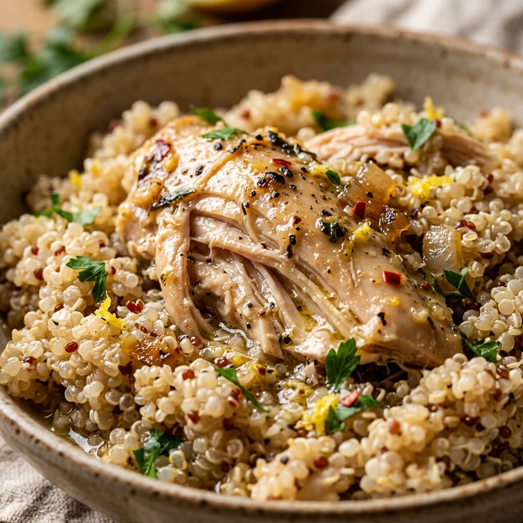 Healthy Crockpot Lemon Herb Chicken And Quinoa