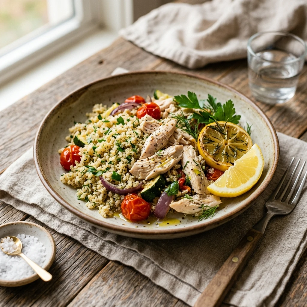 Healthy Crockpot Lemon Herb Chicken And Quinoa