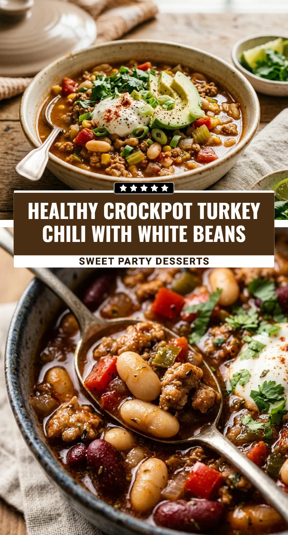 Healthy Crockpot Turkey Chili With White Beans