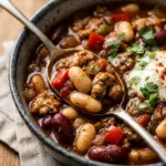 Healthy Crockpot Turkey Chili With White Beans
