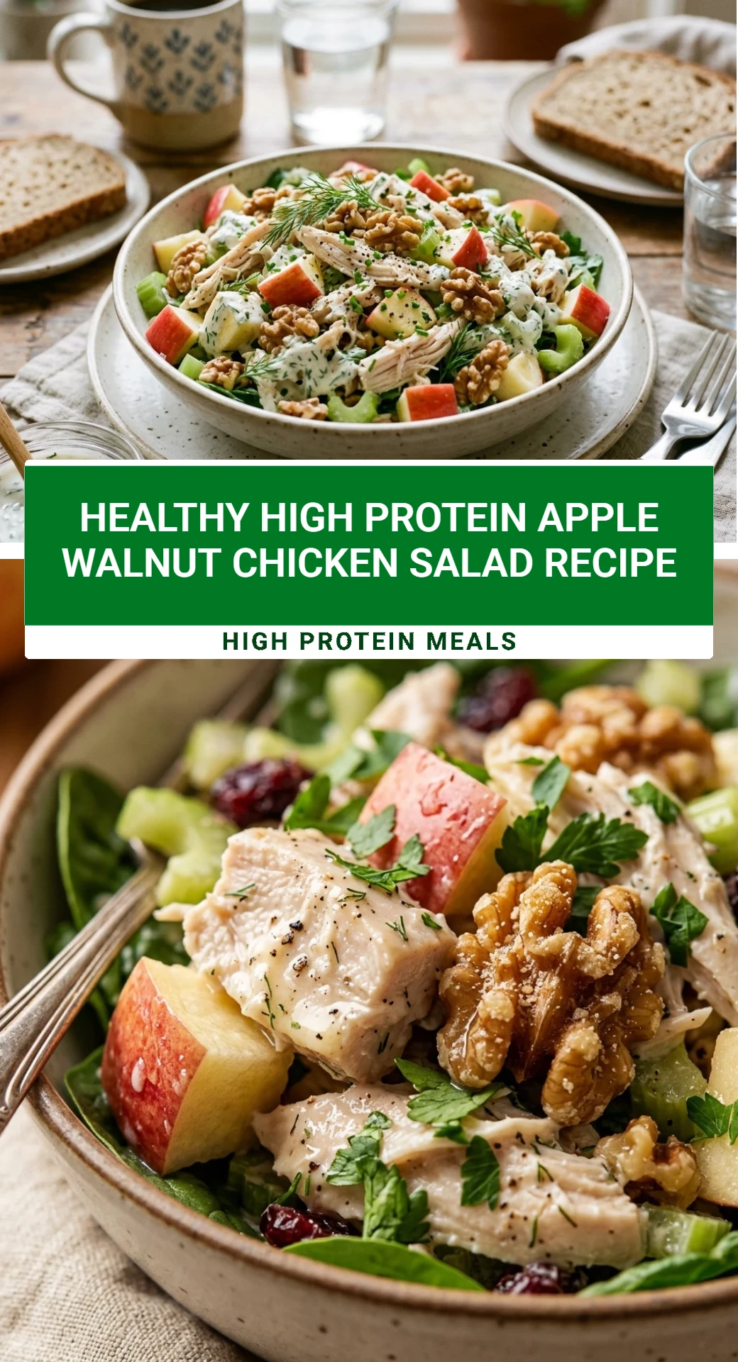 Healthy High Protein Apple Walnut Chicken Salad Recipe