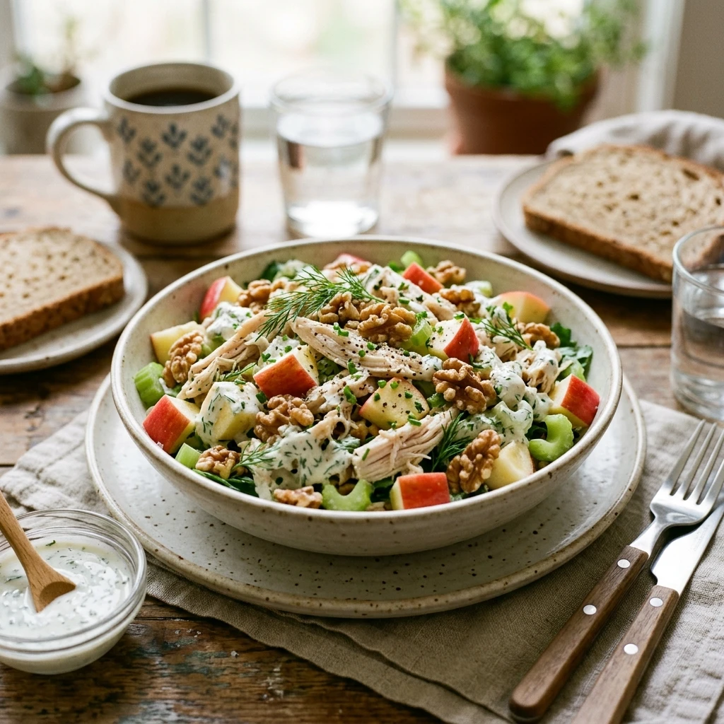 Healthy High Protein Apple Walnut Chicken Salad Recipe