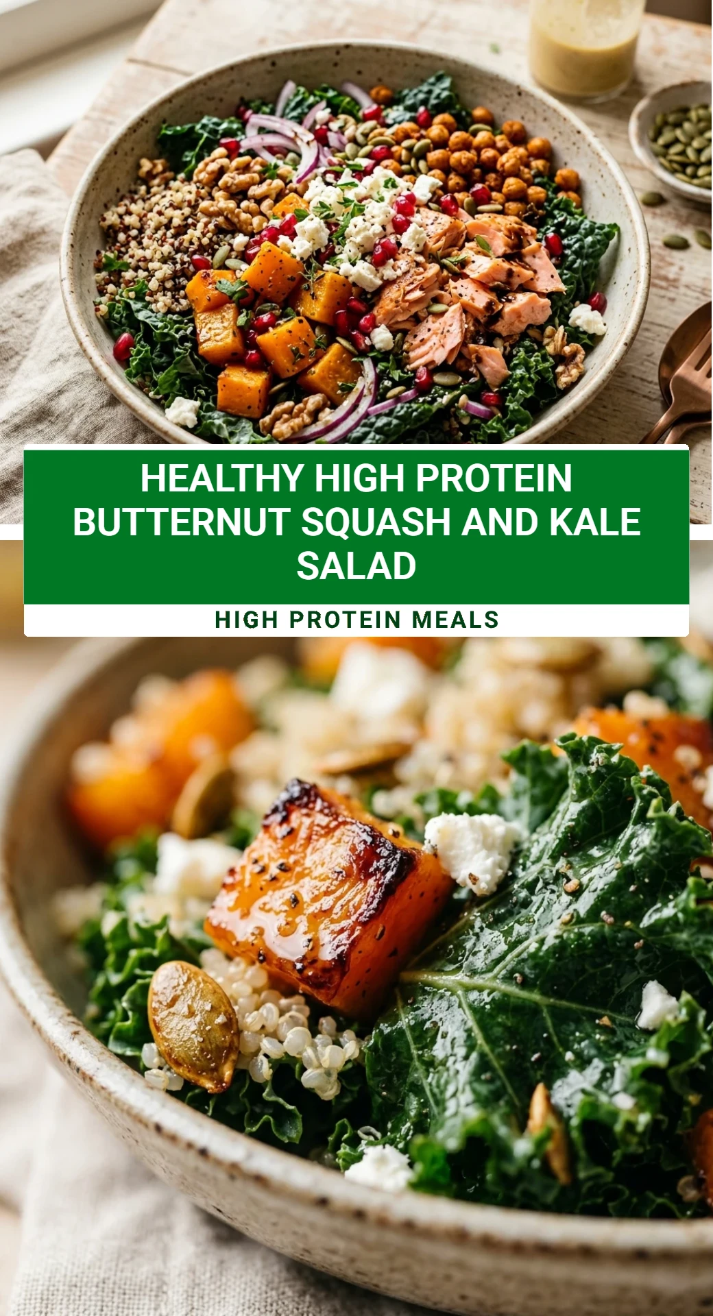 Healthy High Protein Butternut Squash And Kale Salad