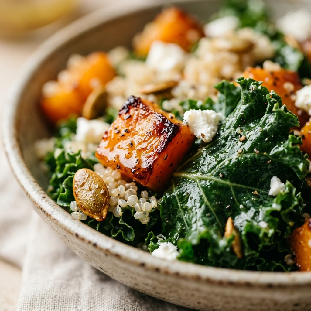 Healthy High Protein Butternut Squash And Kale Salad