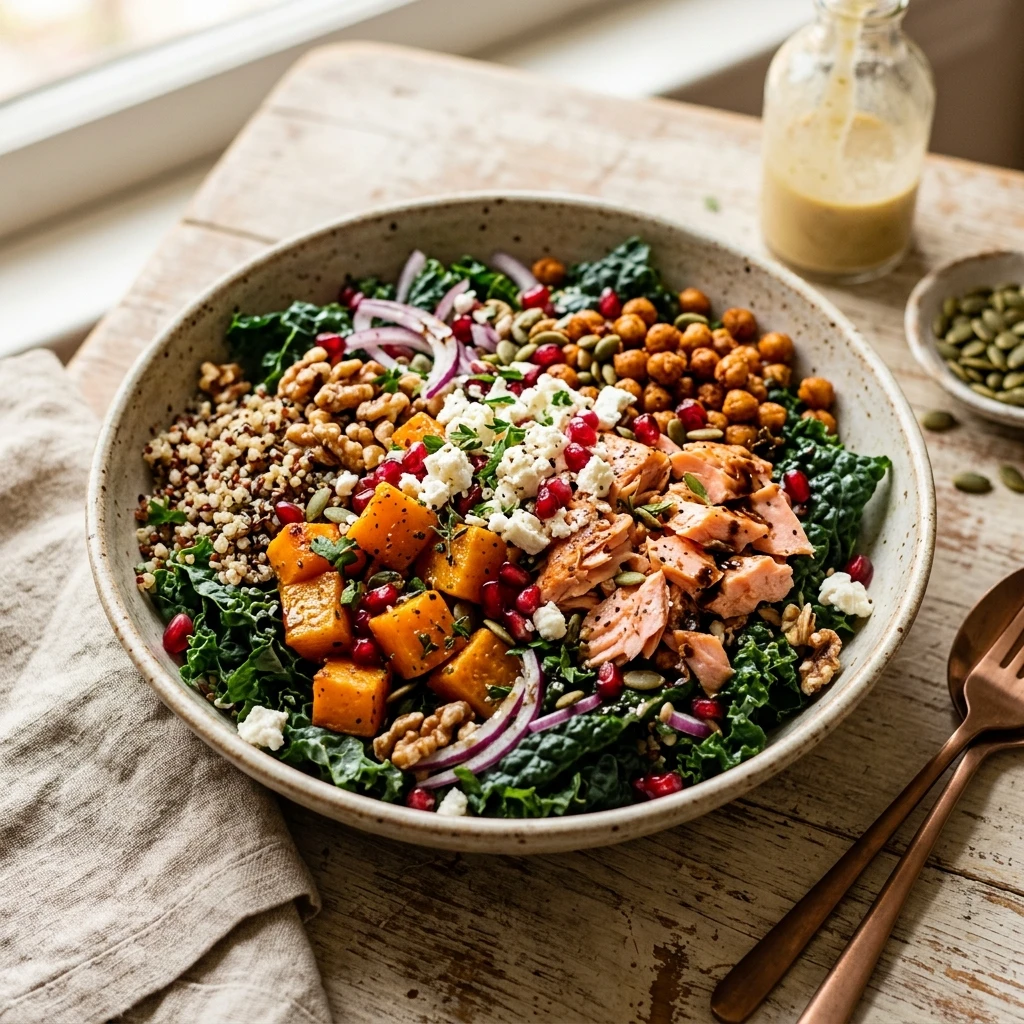 Healthy High Protein Butternut Squash And Kale Salad