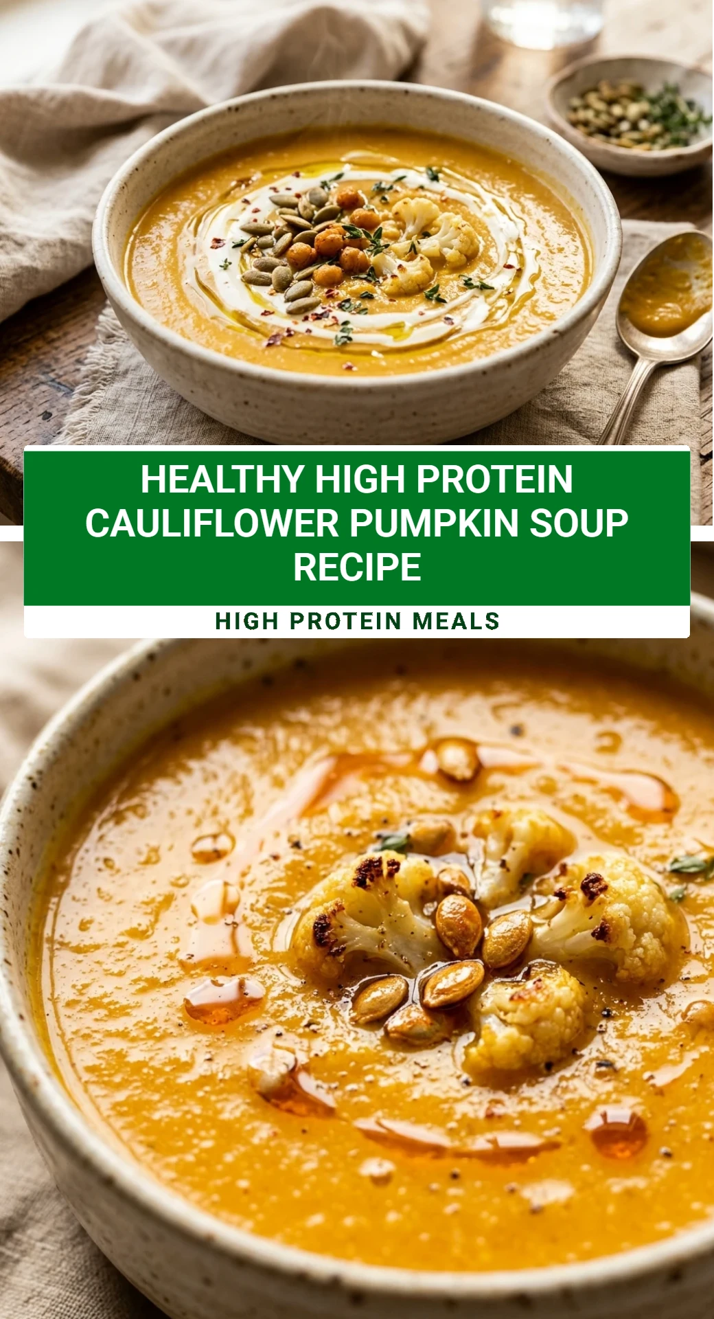 Healthy High Protein Cauliflower Pumpkin Soup Recipe