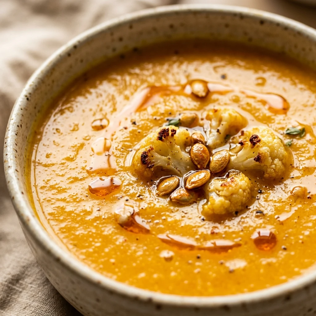 Healthy High Protein Cauliflower Pumpkin Soup Recipe