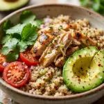 Healthy High Protein Chicken And Avocado Quinoa Bowls