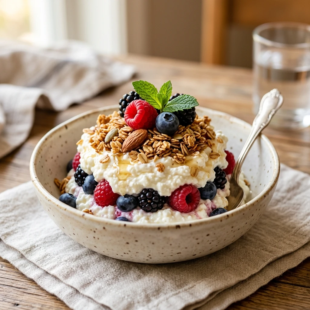 Healthy High Protein Cottage Cheese And Berry Parfait