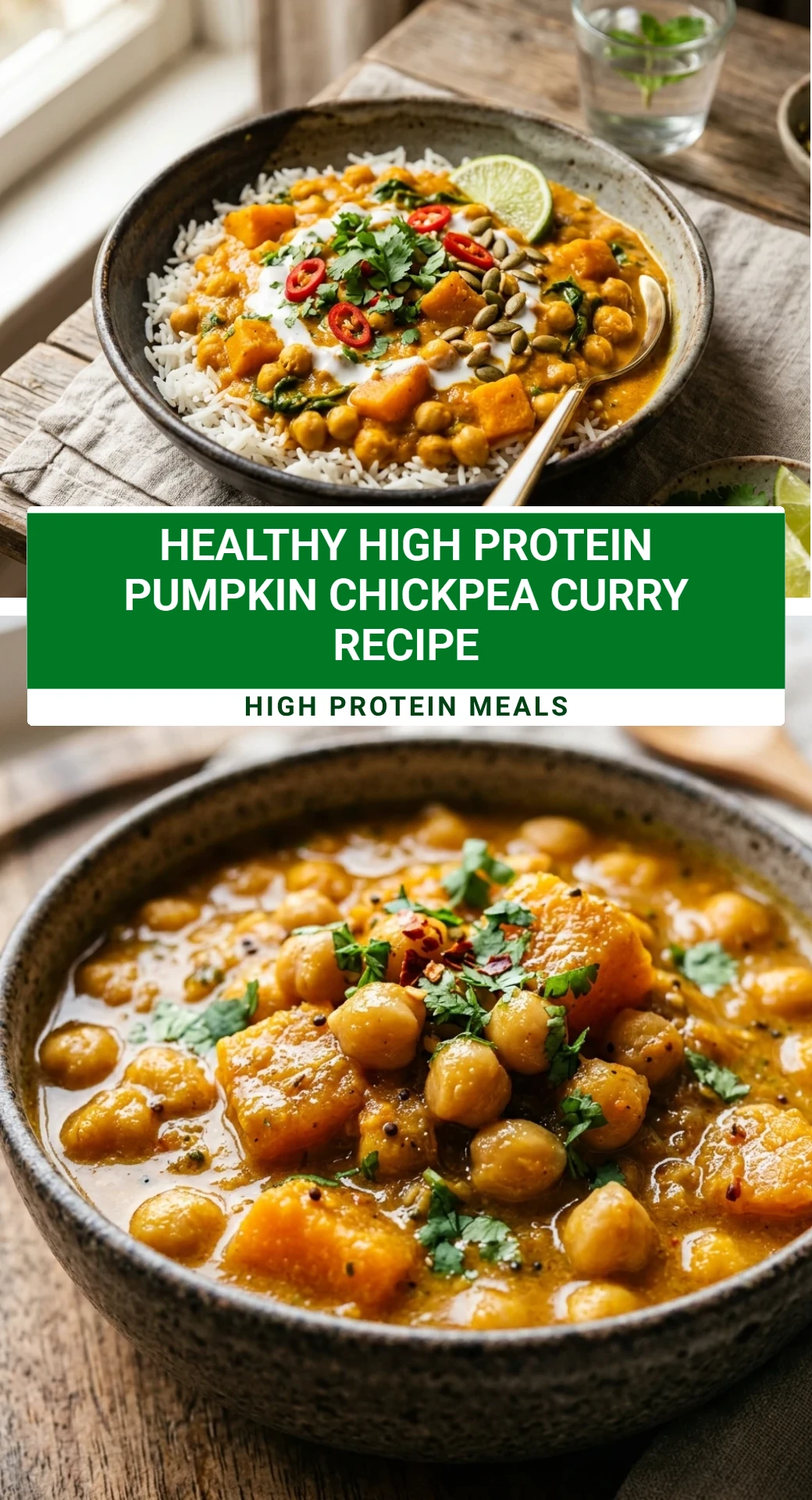 Healthy High Protein Pumpkin Chickpea Curry Recipe