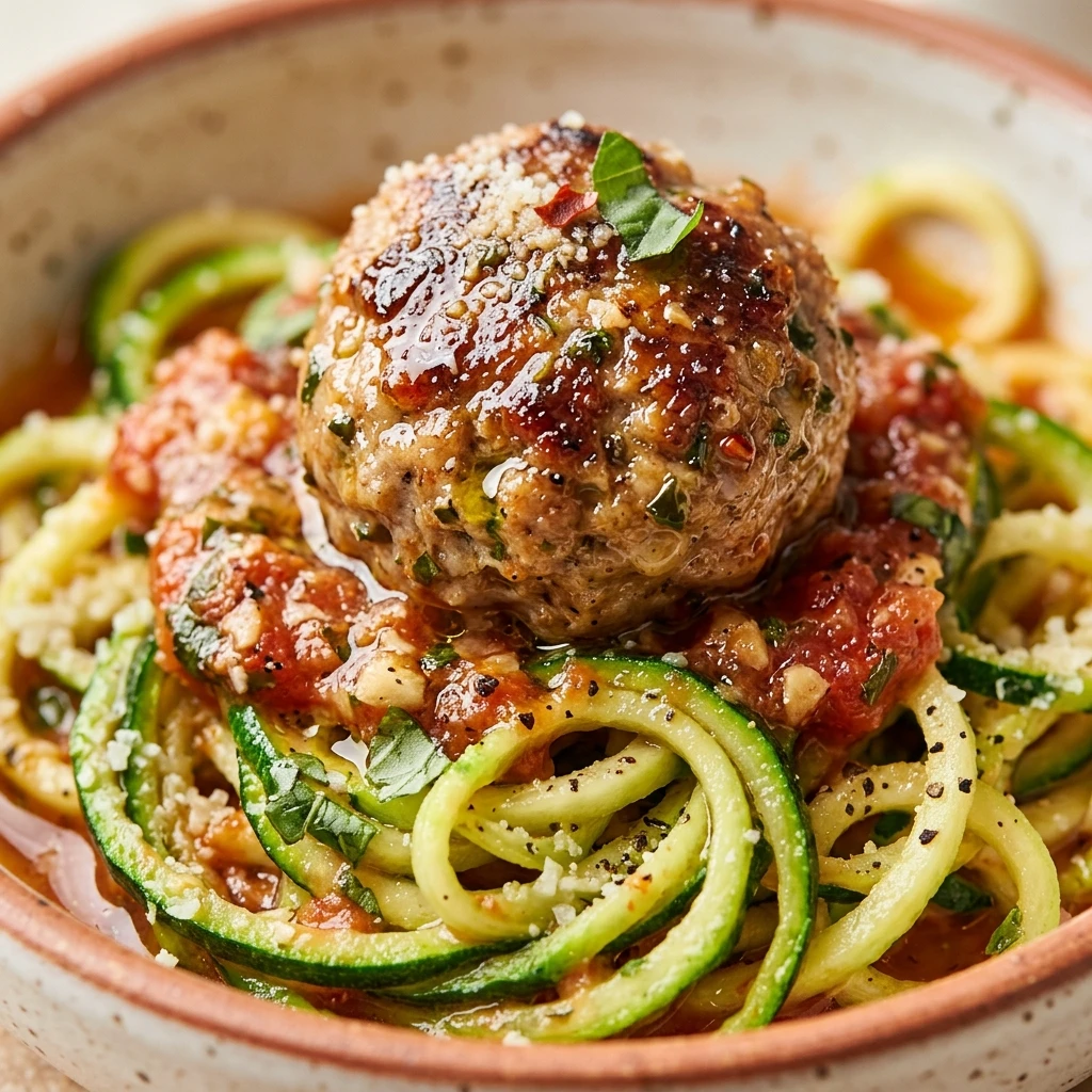 Healthy High Protein Zucchini Noodles With Turkey Meatballs
