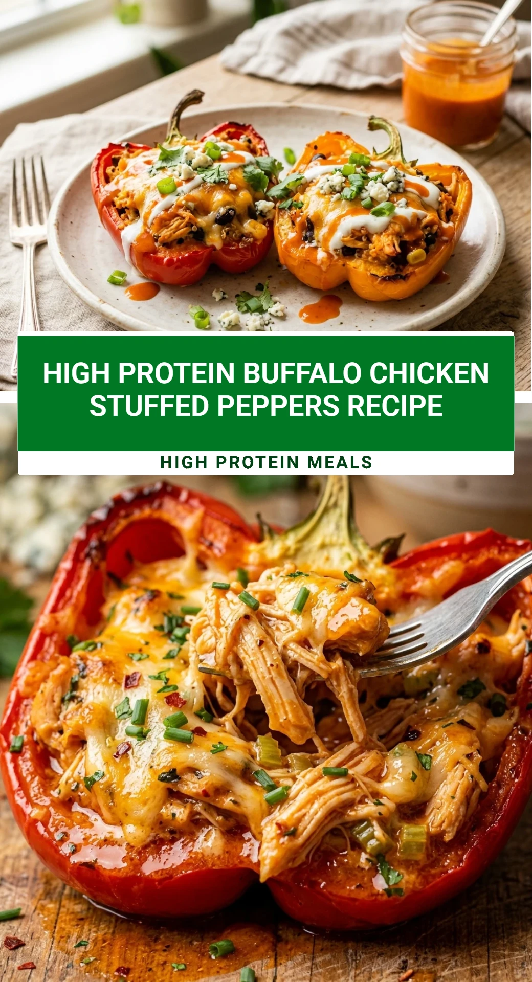 High Protein Buffalo Chicken Stuffed Peppers Recipe