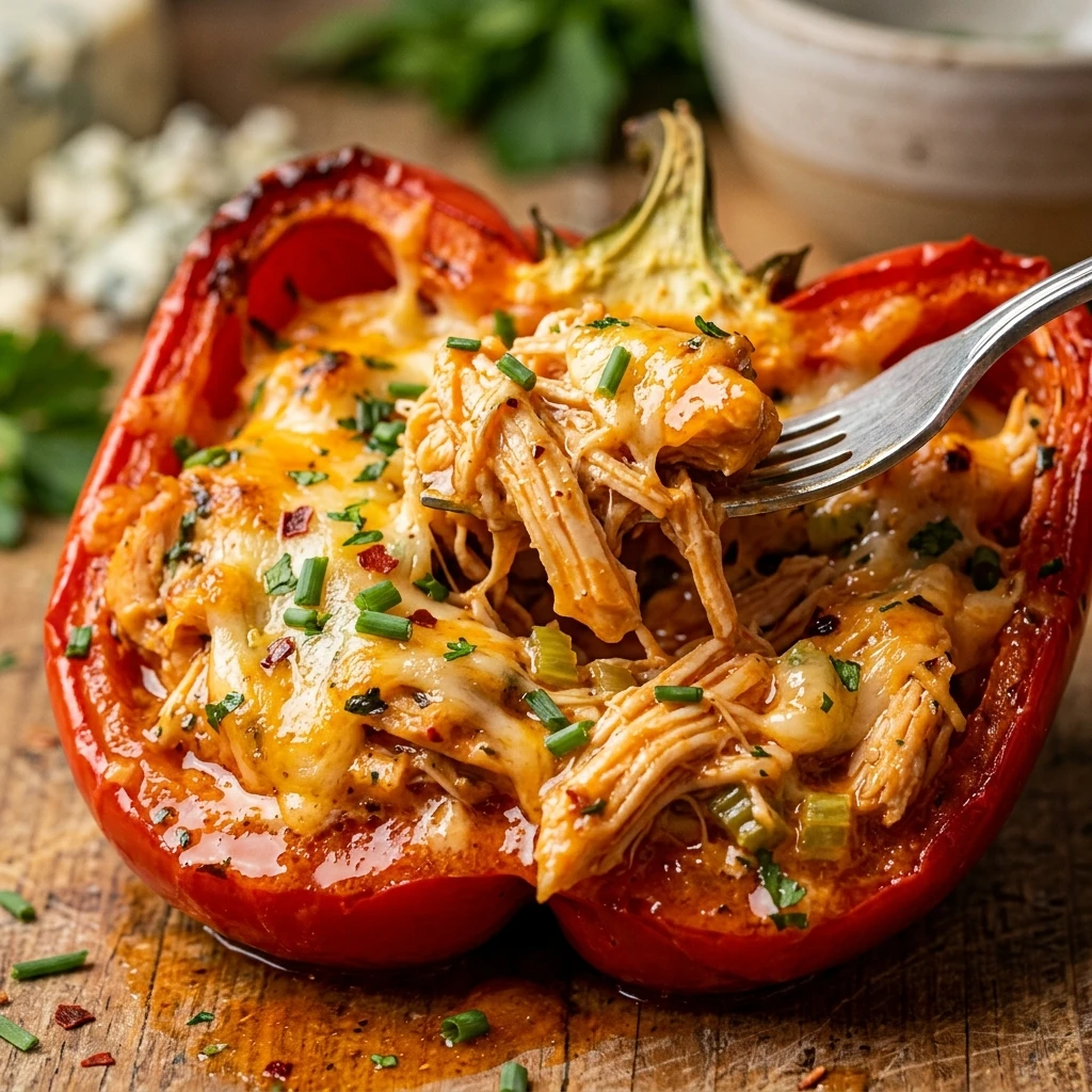 High Protein Buffalo Chicken Stuffed Peppers Recipe