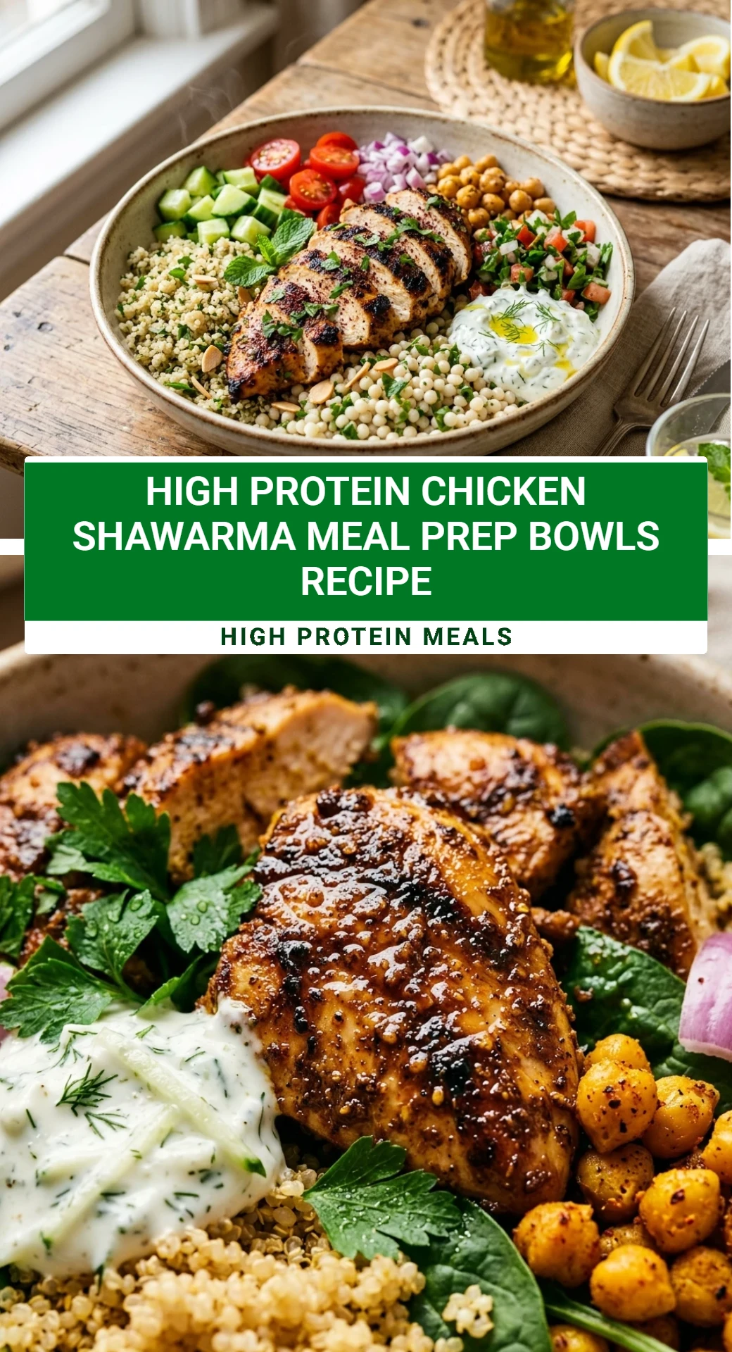 High Protein Chicken Shawarma Meal Prep Bowls Recipe