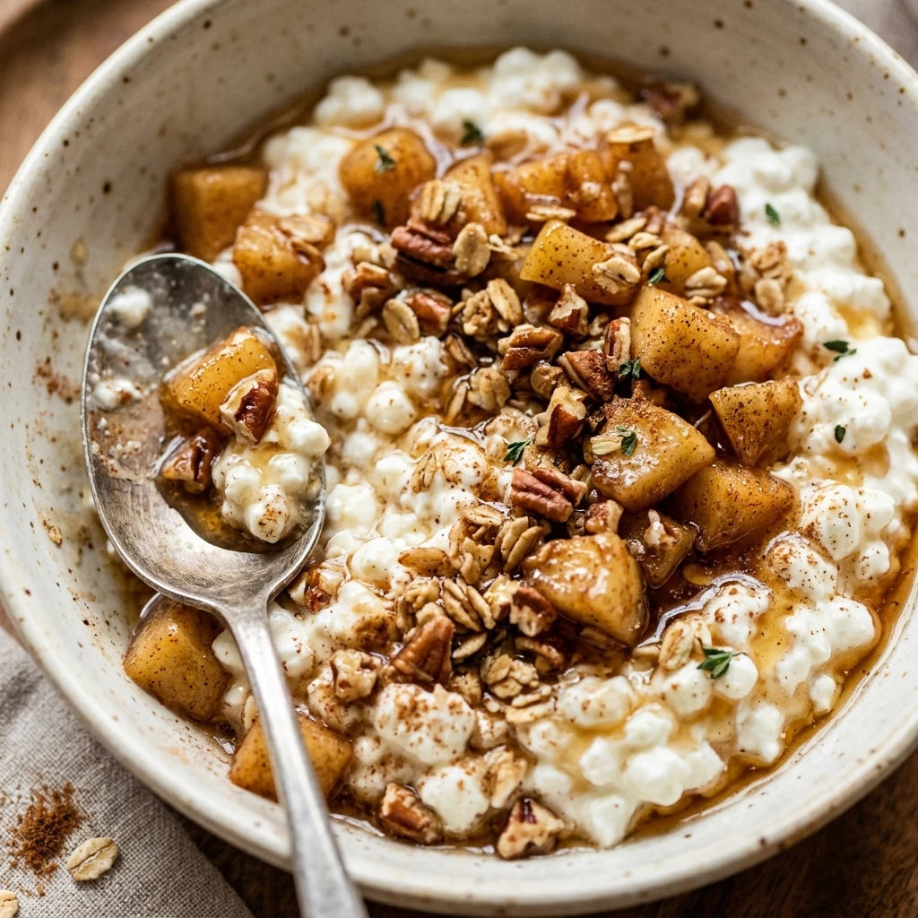 High Protein Cinnamon Apple Cottage Cheese Bowl Recipe