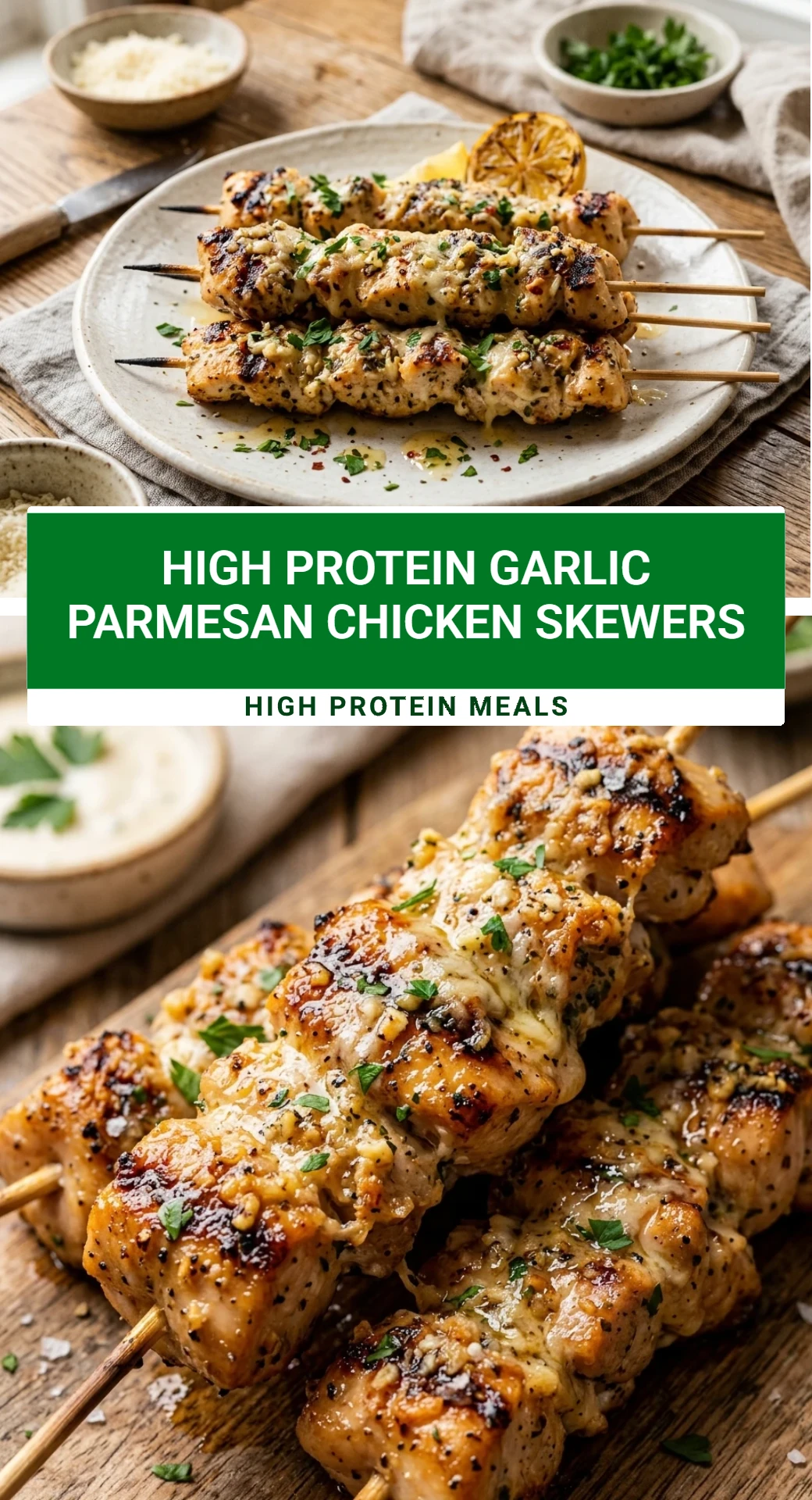 High Protein Garlic Parmesan Chicken Skewers