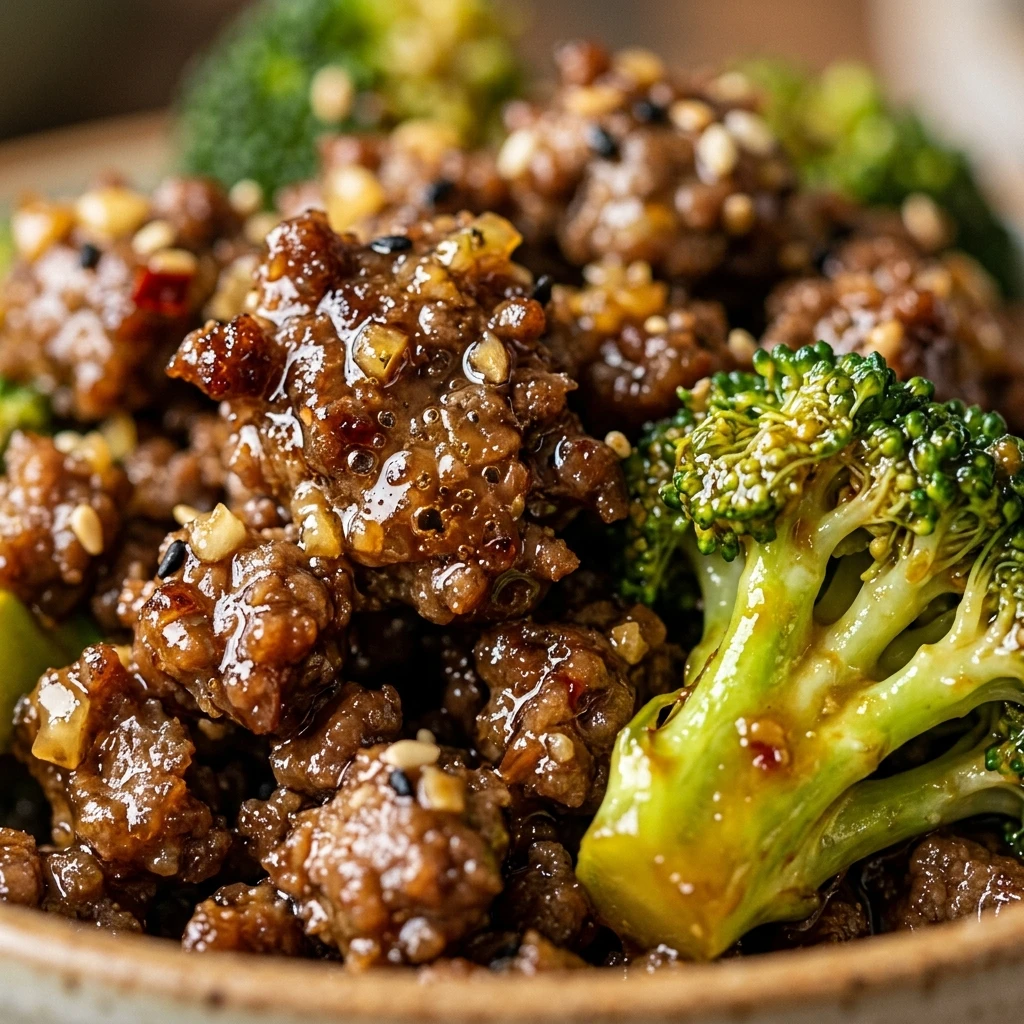 High Protein Honey Garlic Ground Beef And Broccoli
