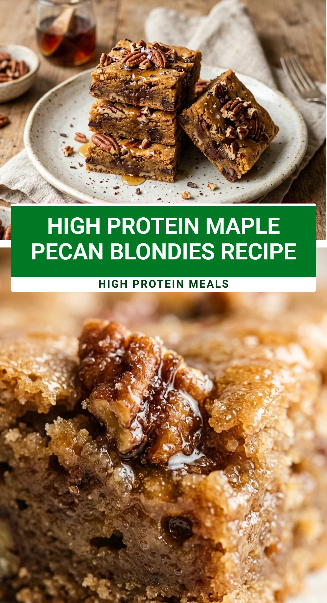 High Protein Maple Pecan Blondies Recipe
