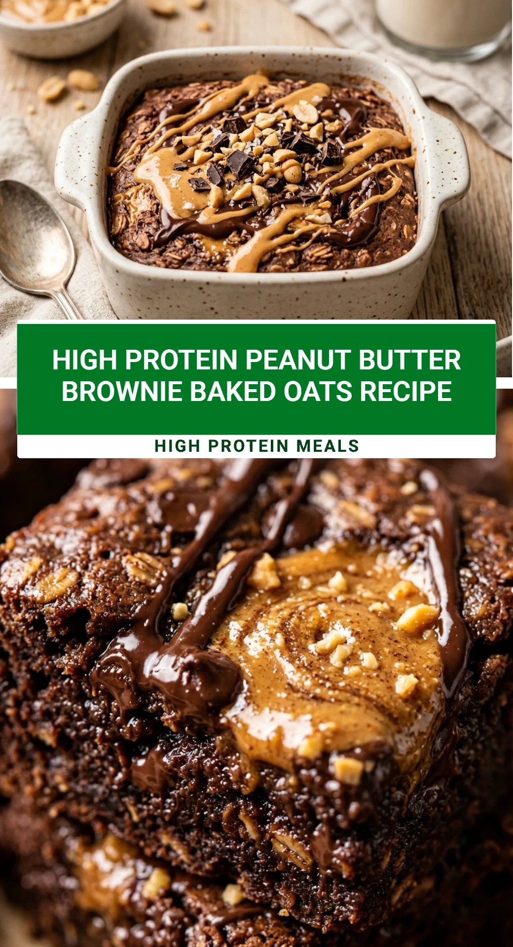 High Protein Peanut Butter Brownie Baked Oats Recipe