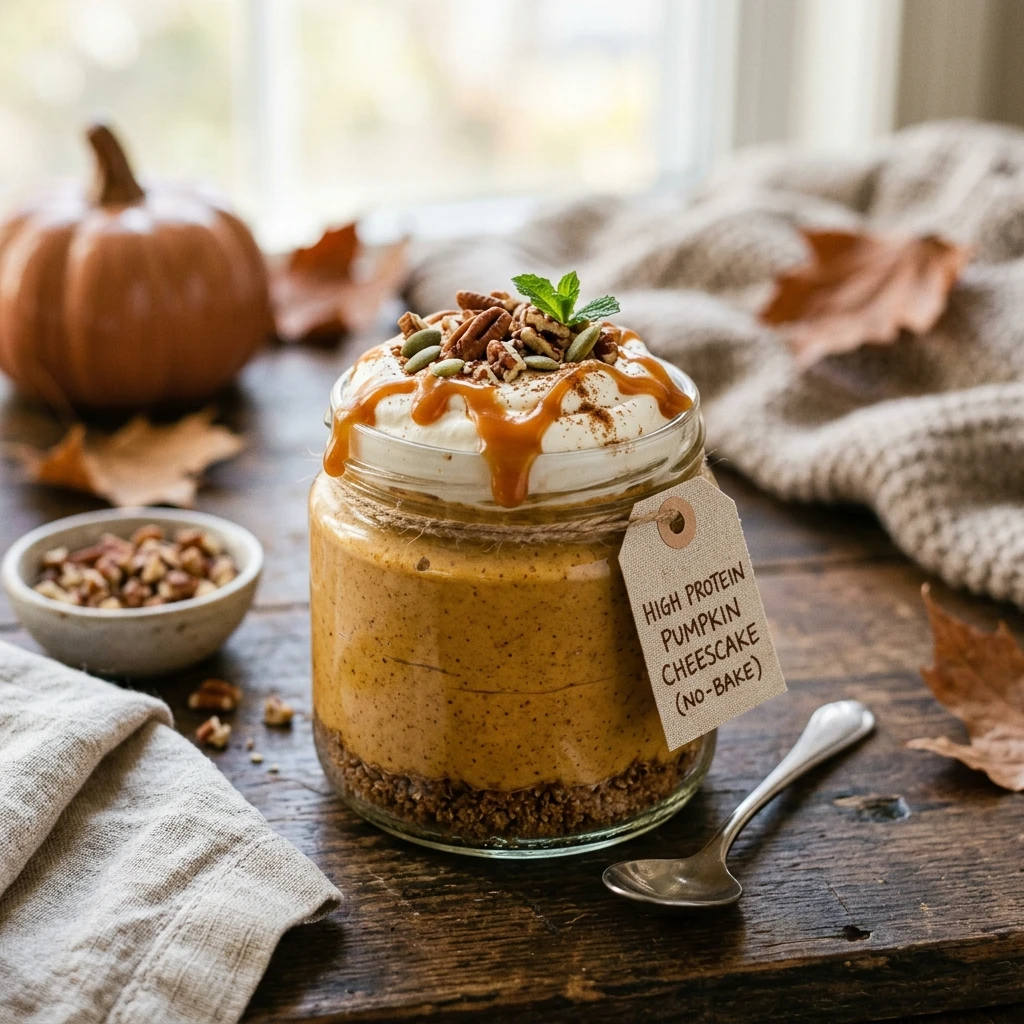 High Protein Pumpkin Cheesecake Jars No Bake Recipe