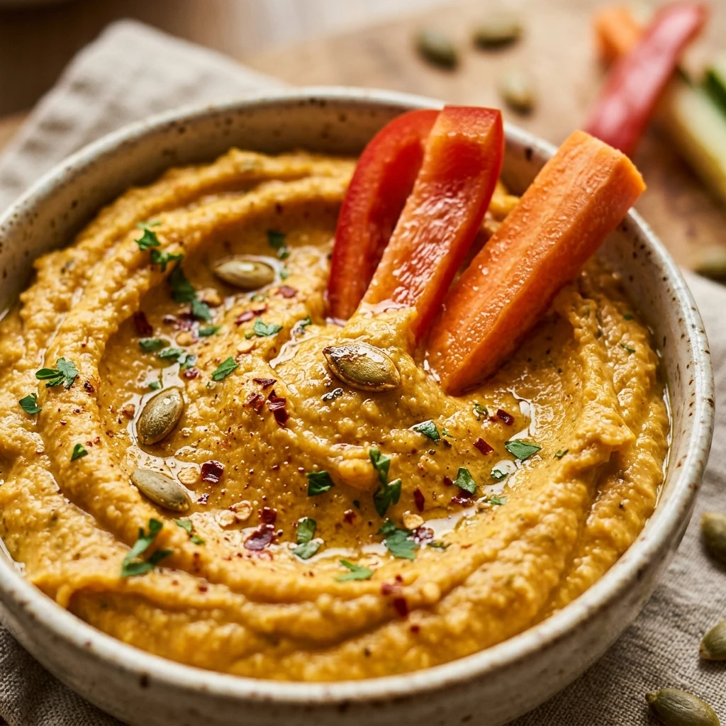 High Protein Pumpkin Hummus With Veggies Recipe