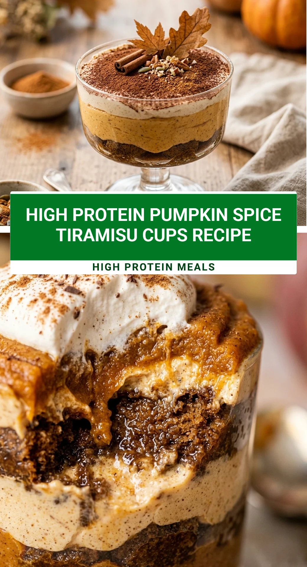 High Protein Pumpkin Spice Tiramisu Cups Recipe