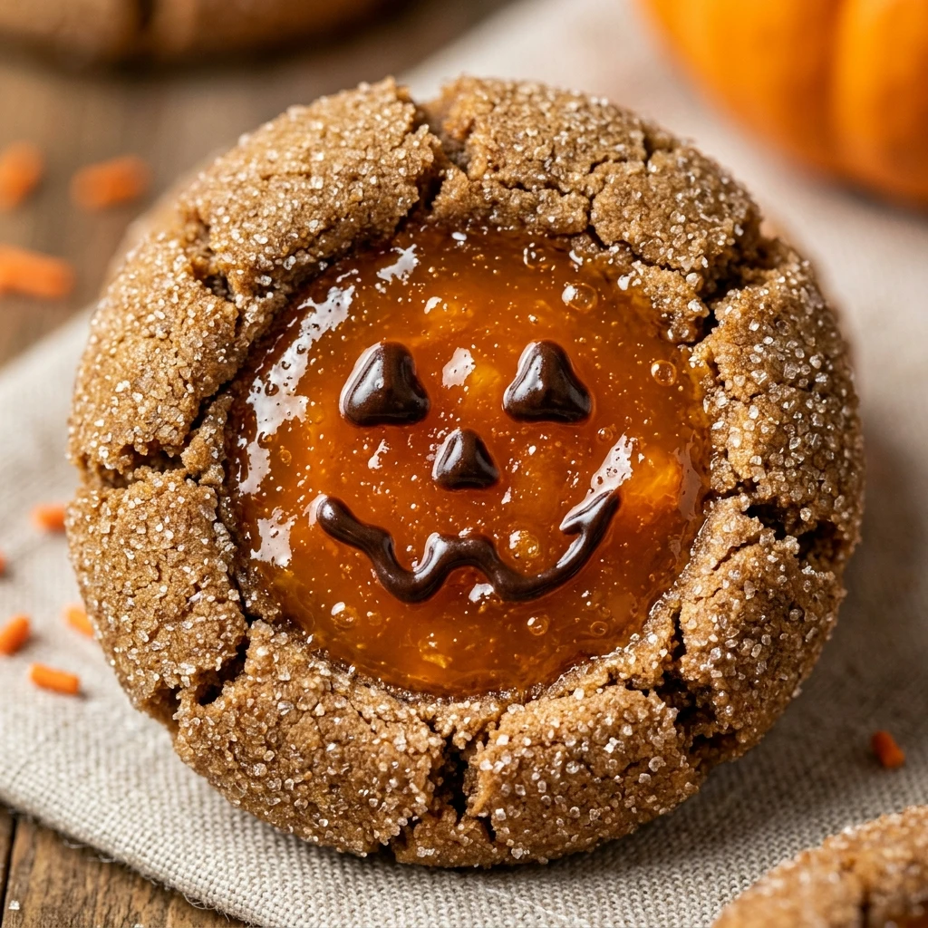 Jack O Lantern Thumbprint Cookies Recipe