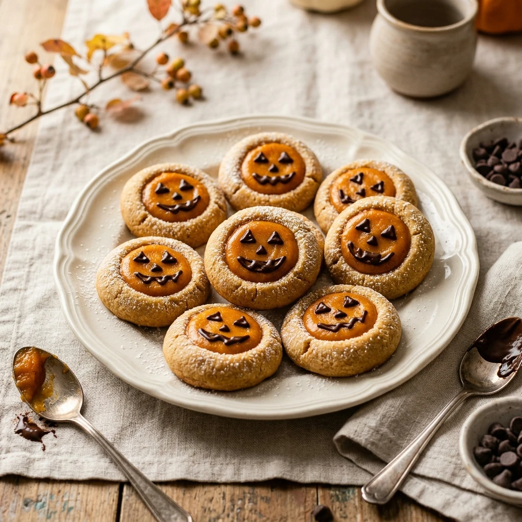 Jack O Lantern Thumbprint Cookies Recipe