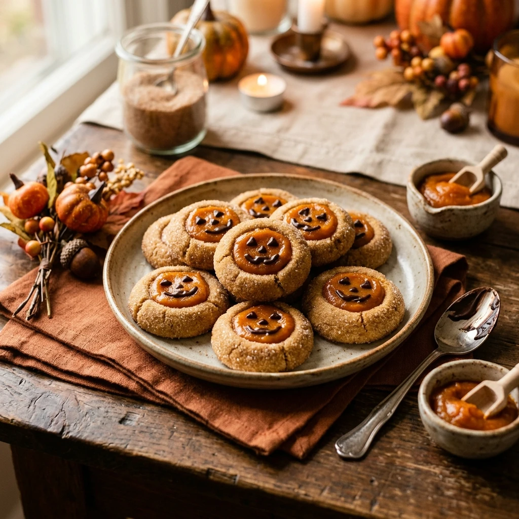 Jack O Lantern Thumbprint Cookies Recipe