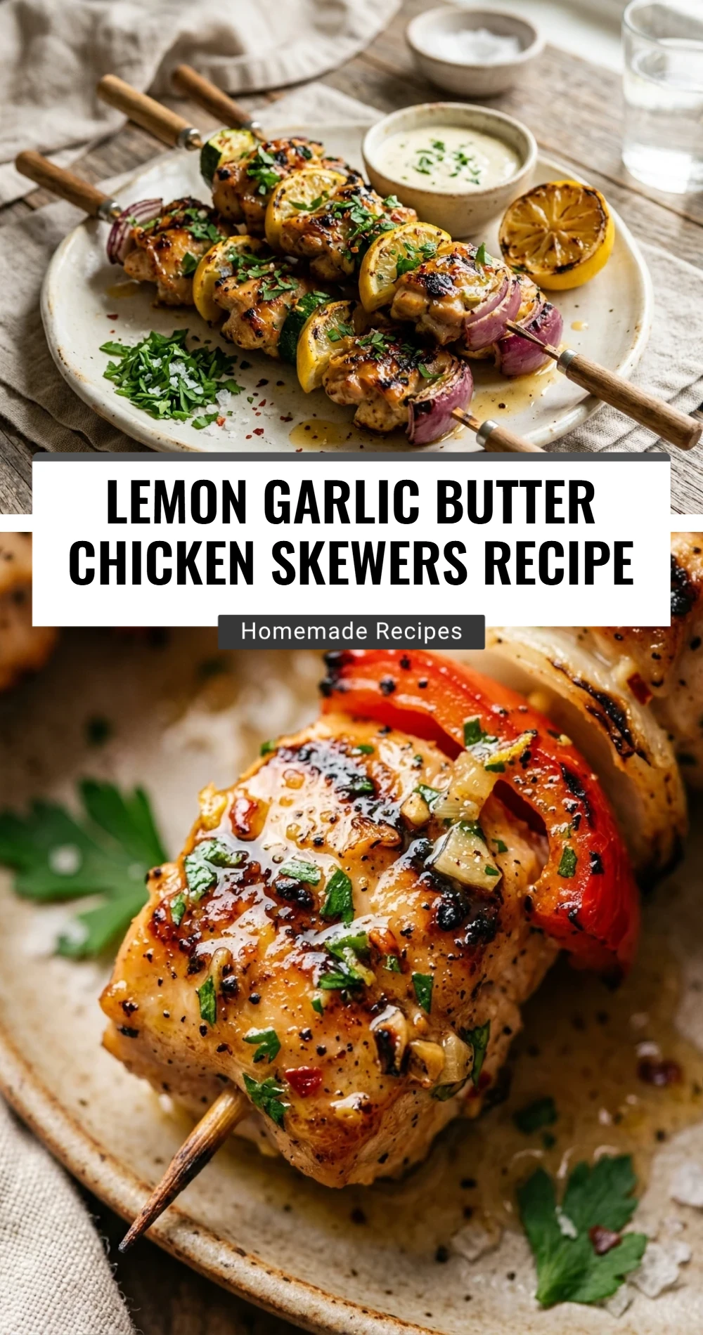 Lemon Garlic Butter Chicken Skewers Recipe