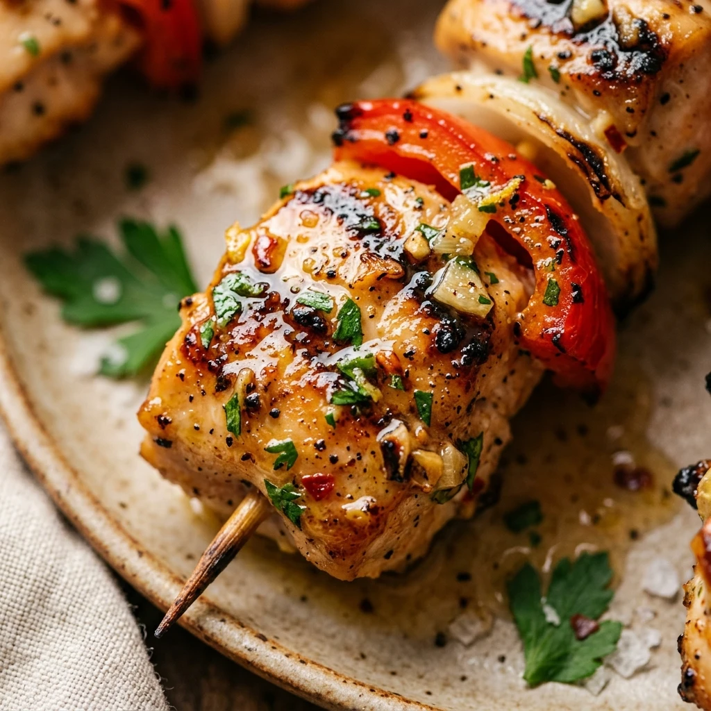 Lemon Garlic Butter Chicken Skewers Recipe