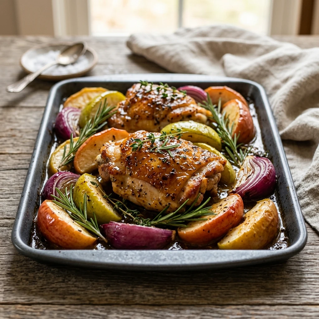 Maple Dijon Sheet Pan Chicken And Apples
