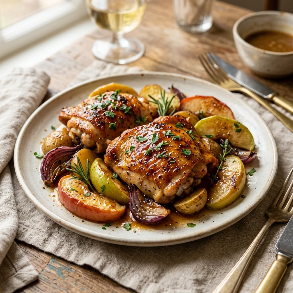 Maple Dijon Sheet Pan Chicken And Apples