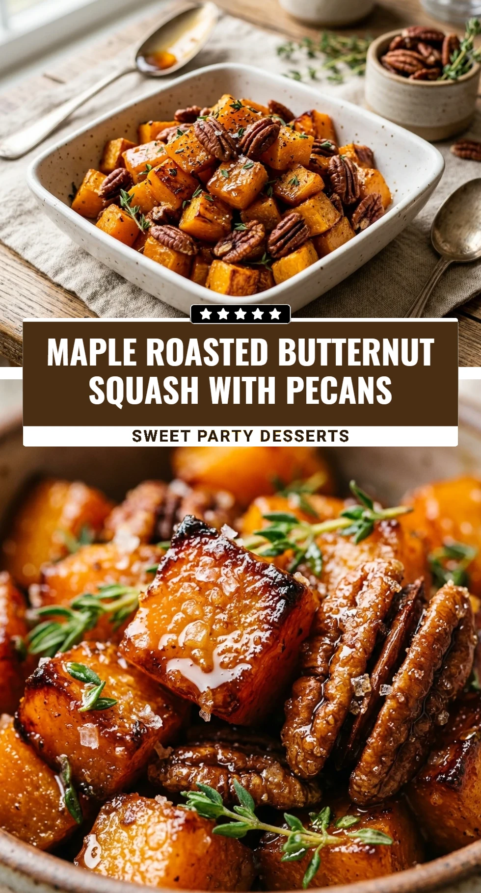 Maple Roasted Butternut Squash With Pecans
