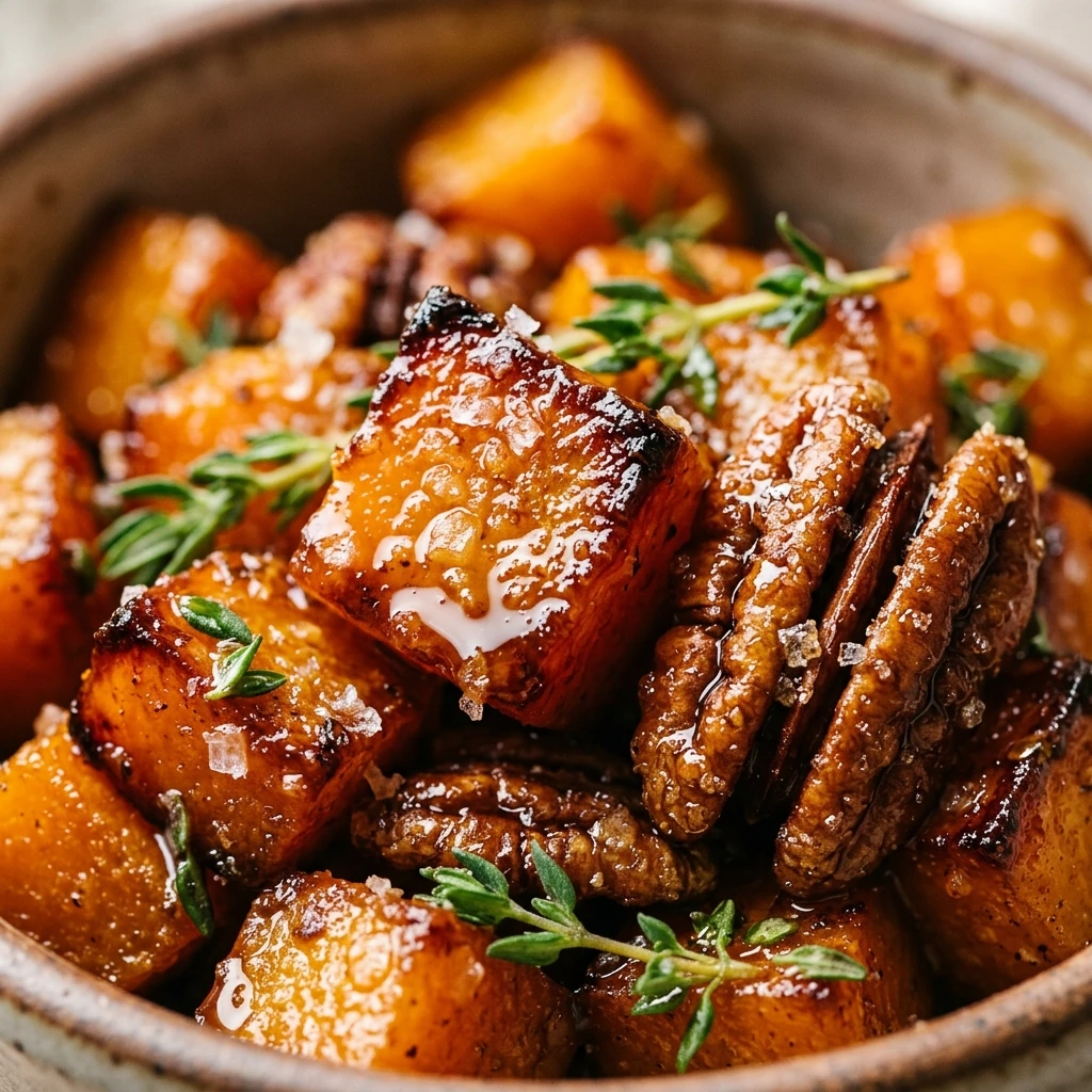 Maple Roasted Butternut Squash With Pecans