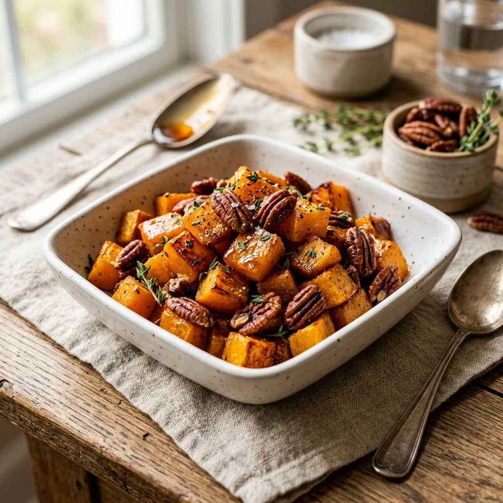 Maple Roasted Butternut Squash With Pecans
