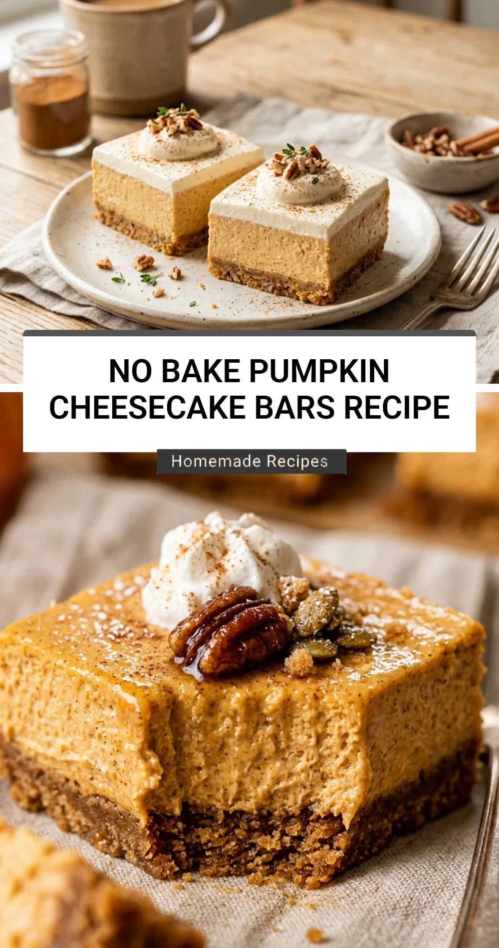 No Bake Pumpkin Cheesecake Bars Recipe