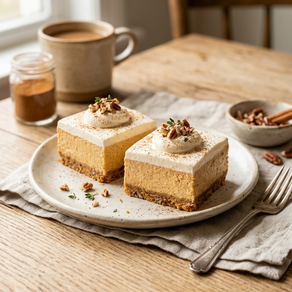 No Bake Pumpkin Cheesecake Bars Recipe