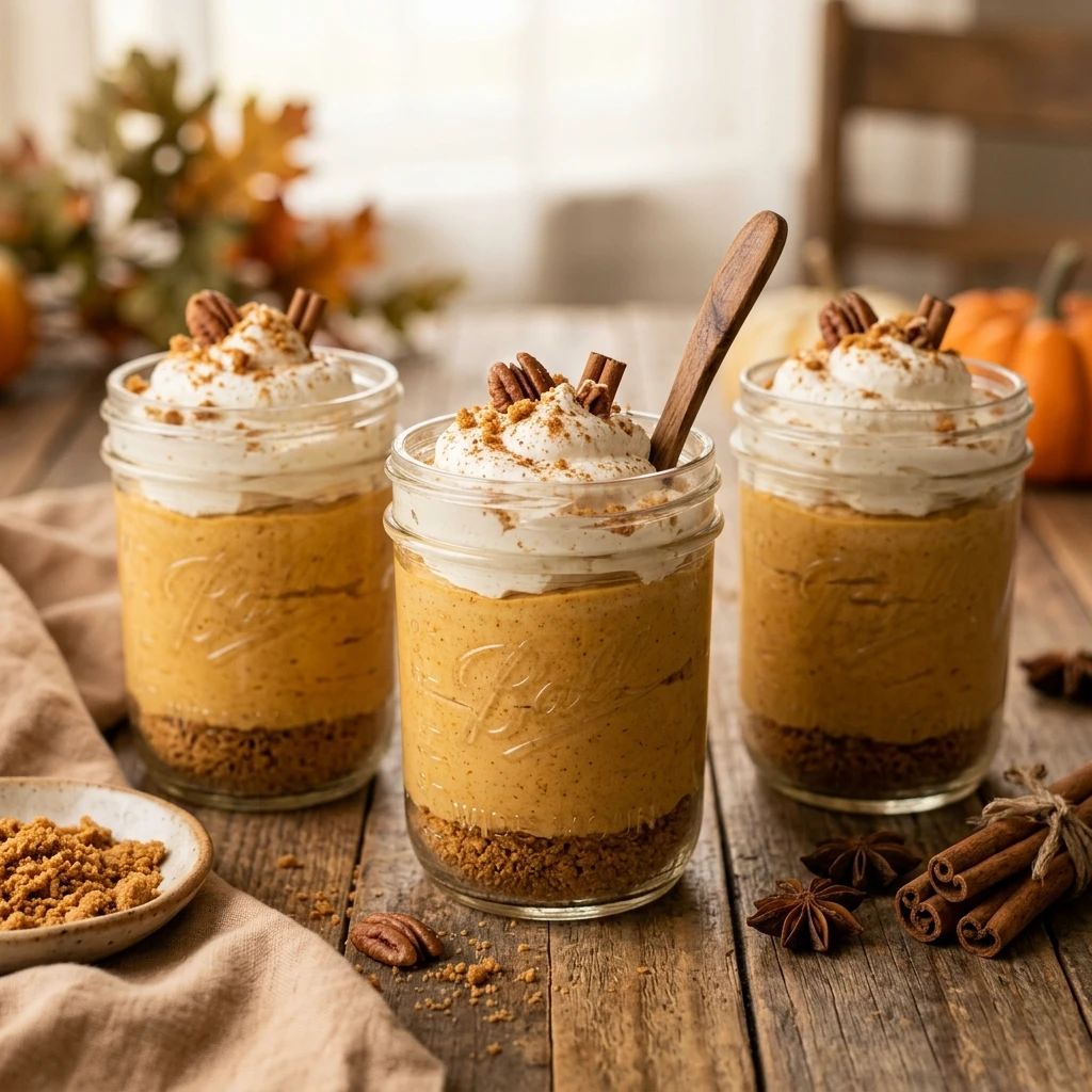 No Bake Pumpkin Cheesecake Jars