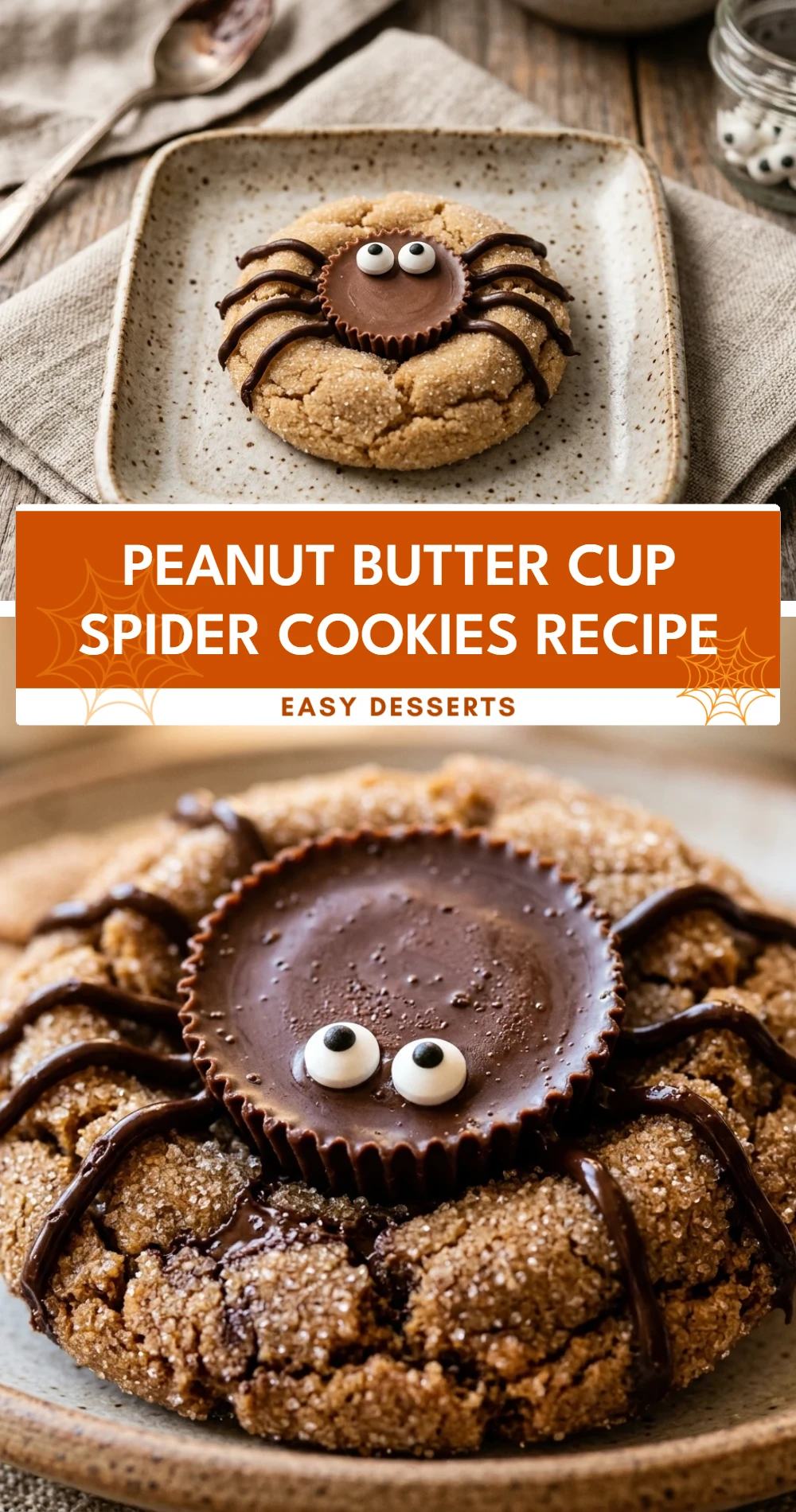 Peanut Butter Cup Spider Cookies Recipe