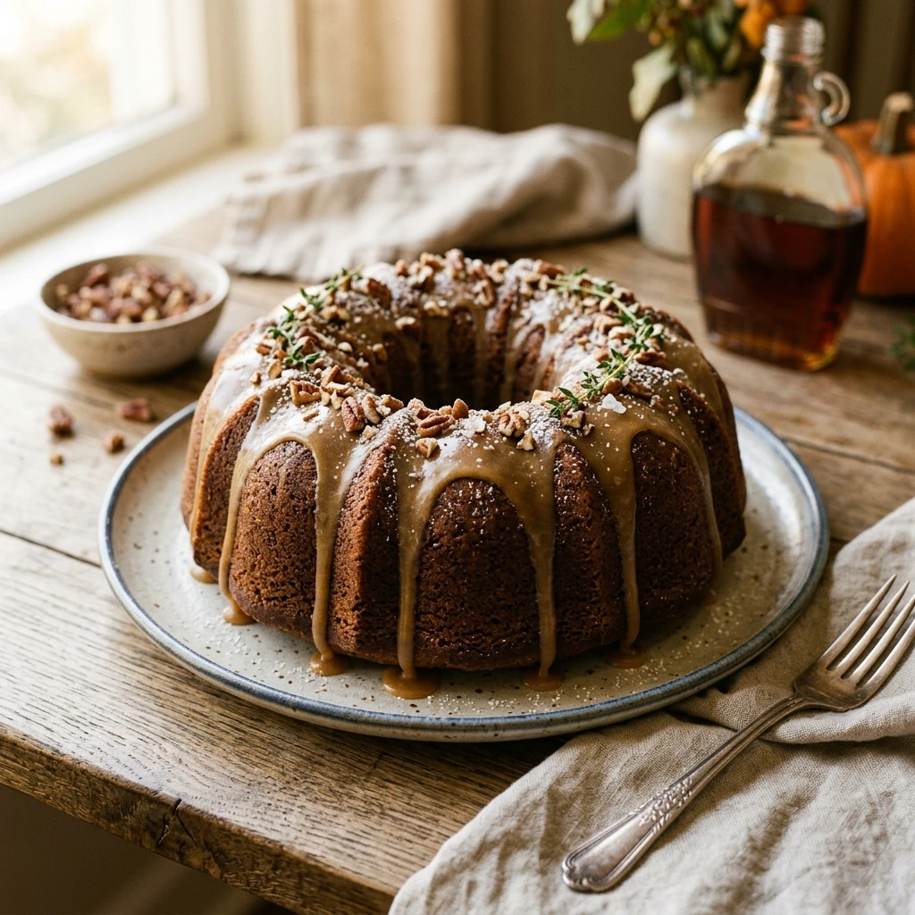 Pumpkin Bundt Cake With Maple Glaze