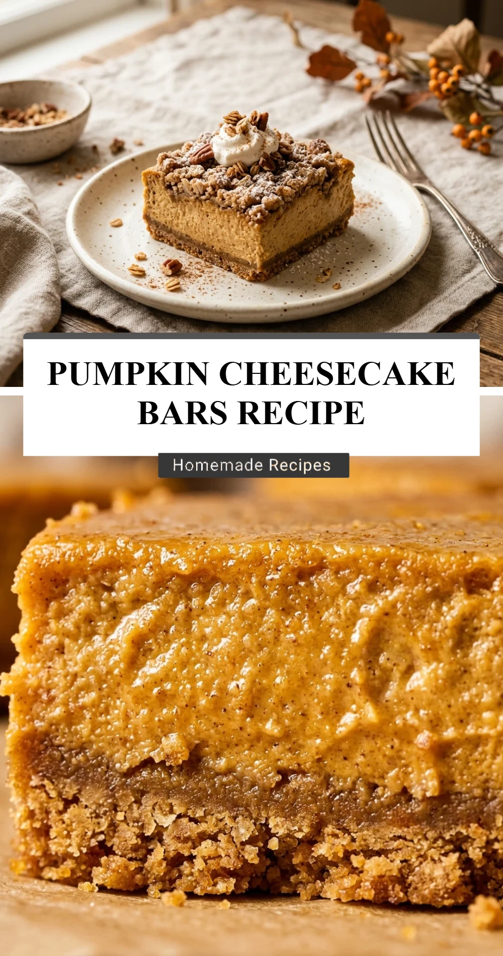 Pumpkin Cheesecake Bars Recipe