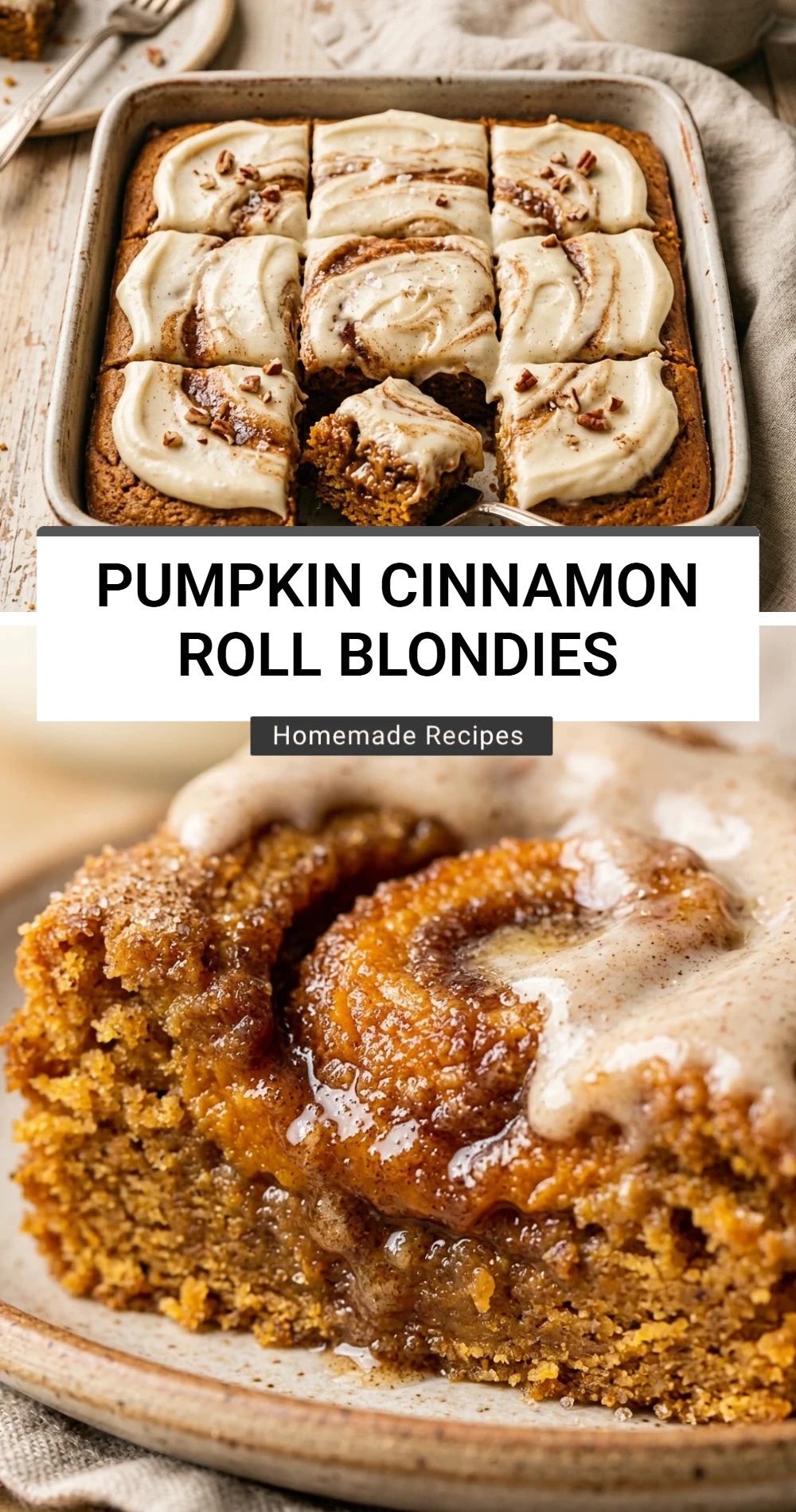 Pumpkin Cinnamon Roll Blondies