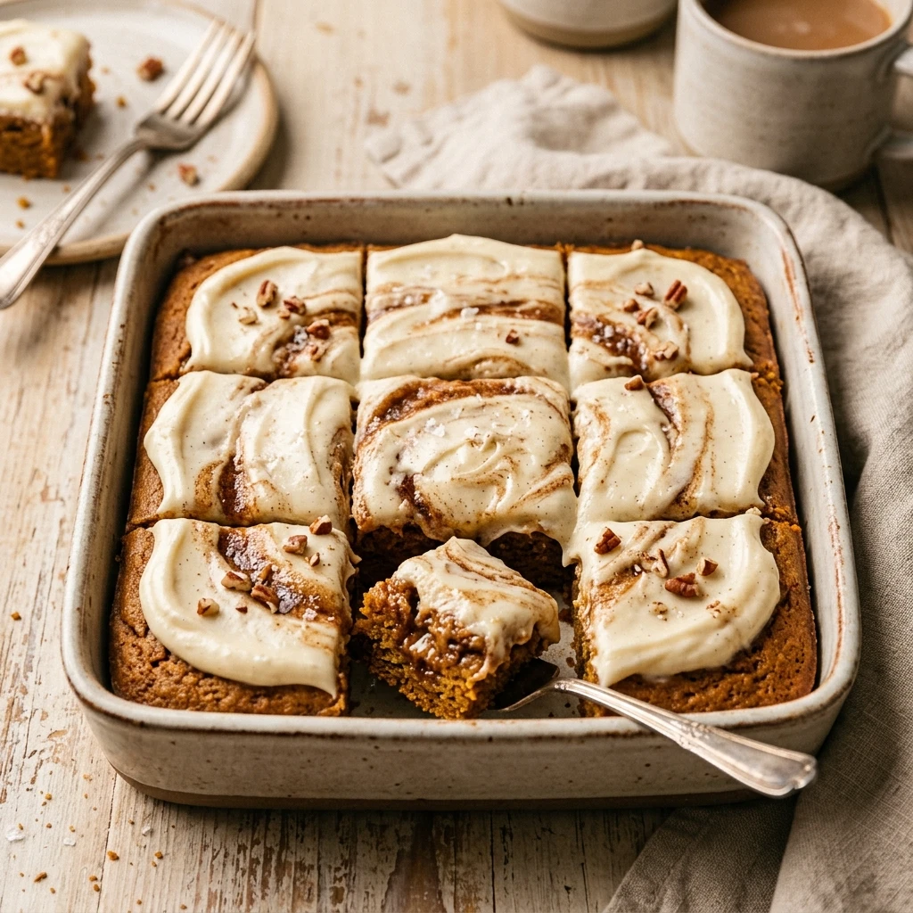 Pumpkin Cinnamon Roll Blondies
