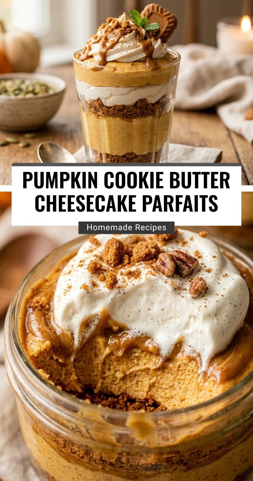 Pumpkin Cookie Butter Cheesecake Parfaits