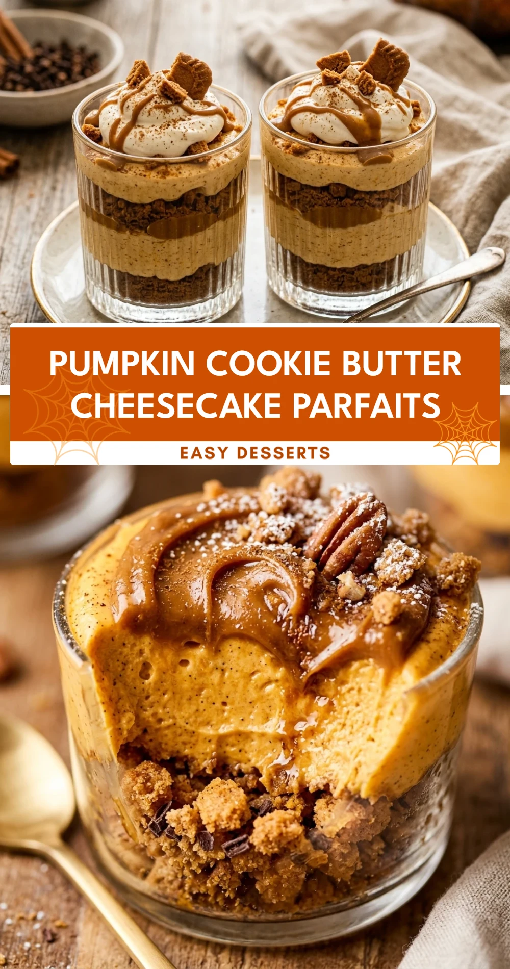 Pumpkin Cookie Butter Cheesecake Parfaits