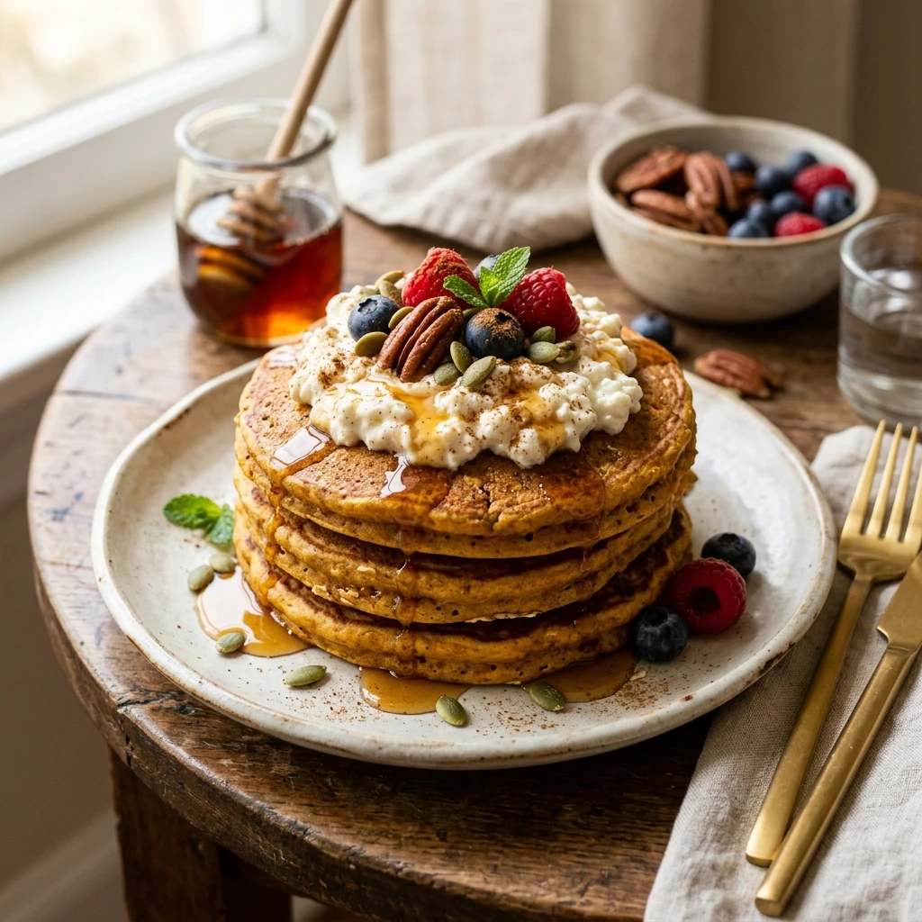 Pumpkin Protein Pancakes With Cottage Cheese Recipe
