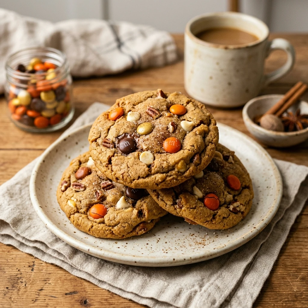 Pumpkin Spice M&M Cookies Recipe