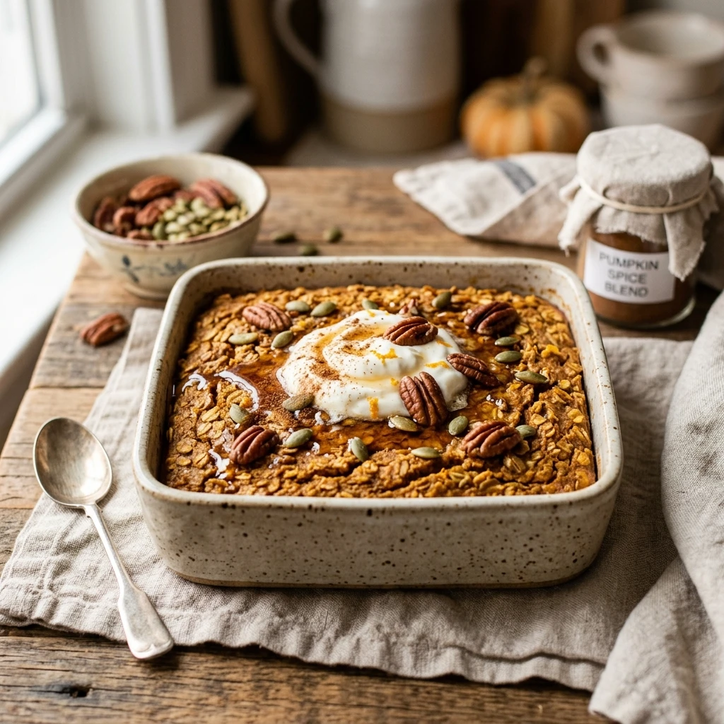 Pumpkin Spice Protein Baked Oats Recipe
